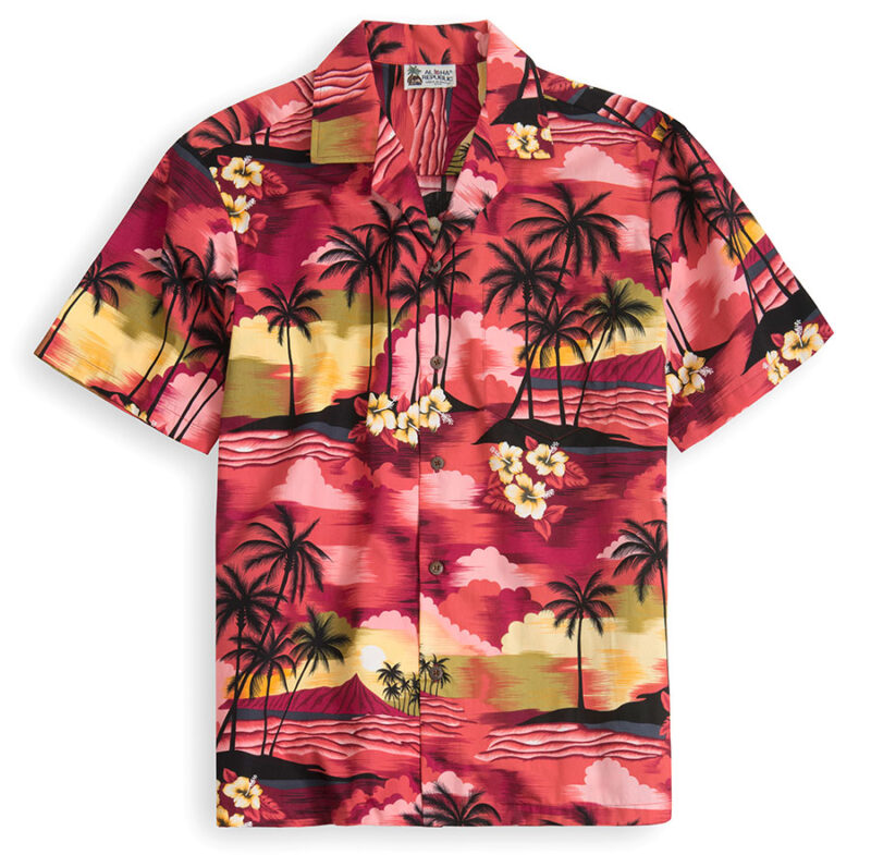 HSS107-Hawaiian-Sunset 100% cotton, 100% genuine Hawaiian Shirt