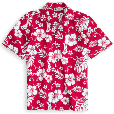 HSS113-Red-Hawaii 100% cotton, 100% genuine Hawaiian Shirt