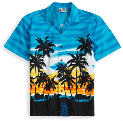 HSS114-Sky-Scraping-Palms 100% cotton, 100% genuine Hawaiian Shirt