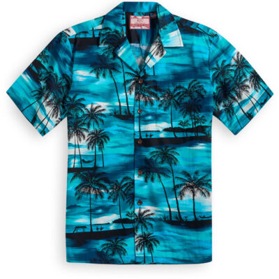 RJC612 Sunset Beach blue Hawaiian Shirt