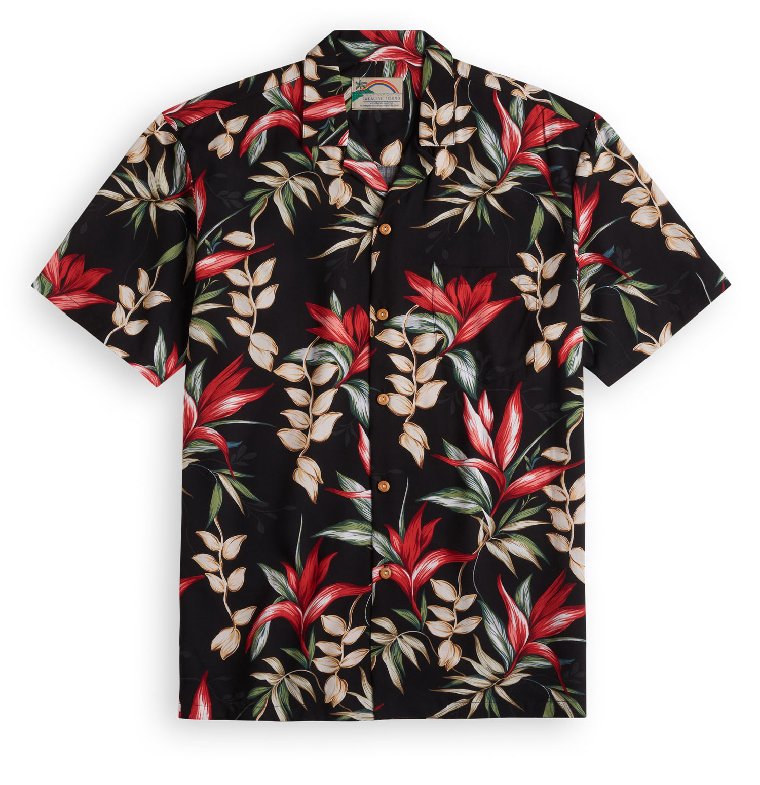 Heliconia Paradise Black - Hawaiian Shirt Shop UK