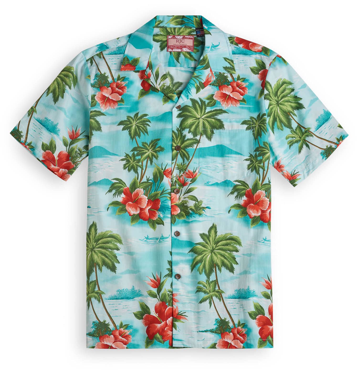 Mānana Sunrise Aqua - Hawaiian Shirt Shop UK