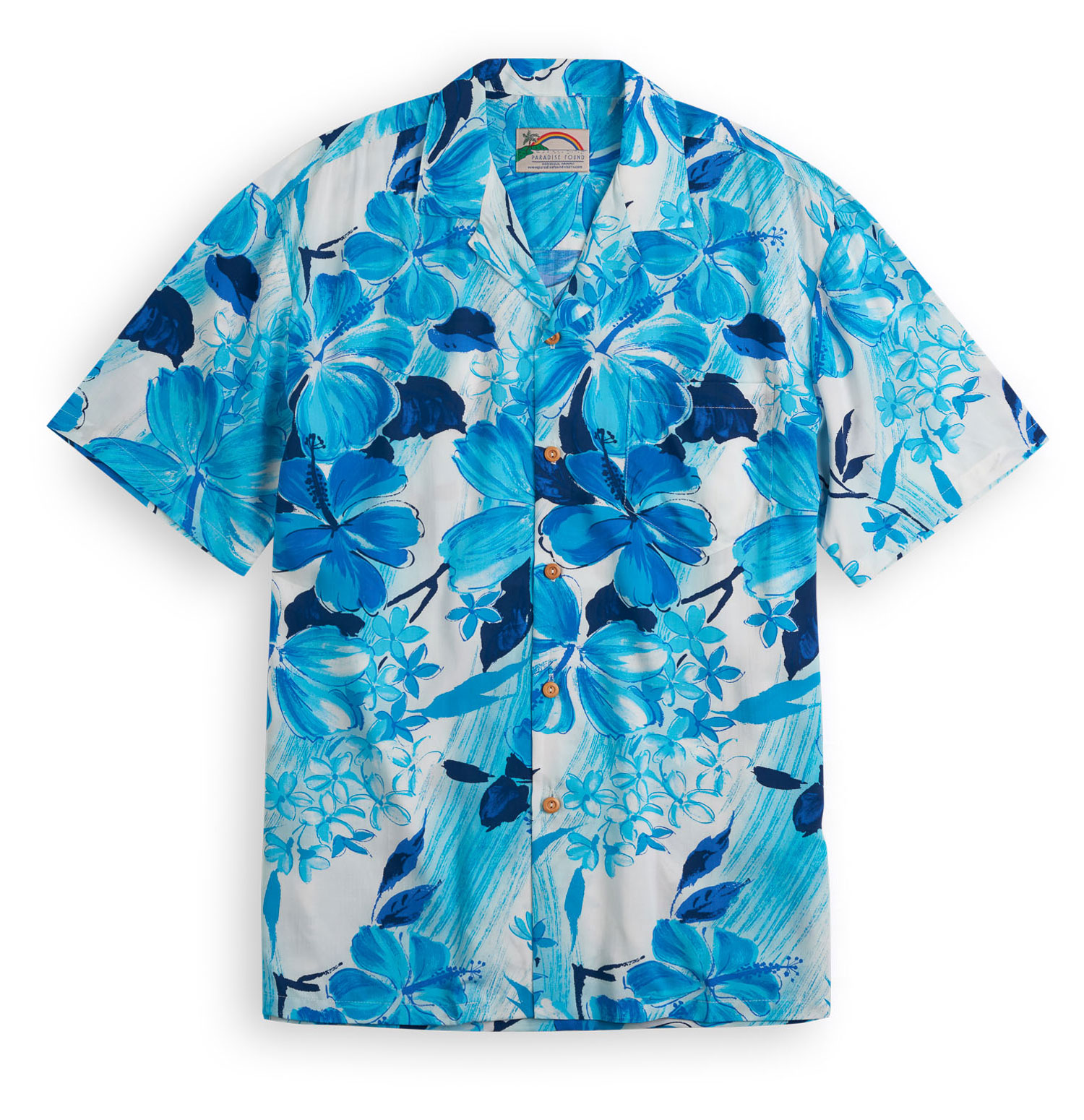 Watercolour Hibiscus Blue - Hawaiian Shirt Shop UK