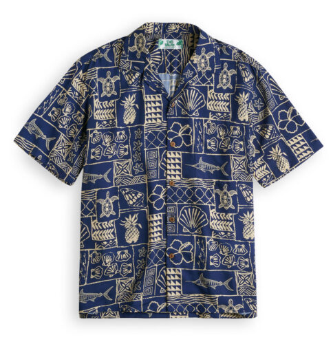 Two Palms Marlin Navy Hawaiian Shirt