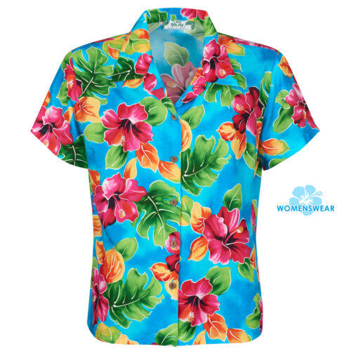 Two Palms Watercolour Hibiscus Hawaiian shirt for women