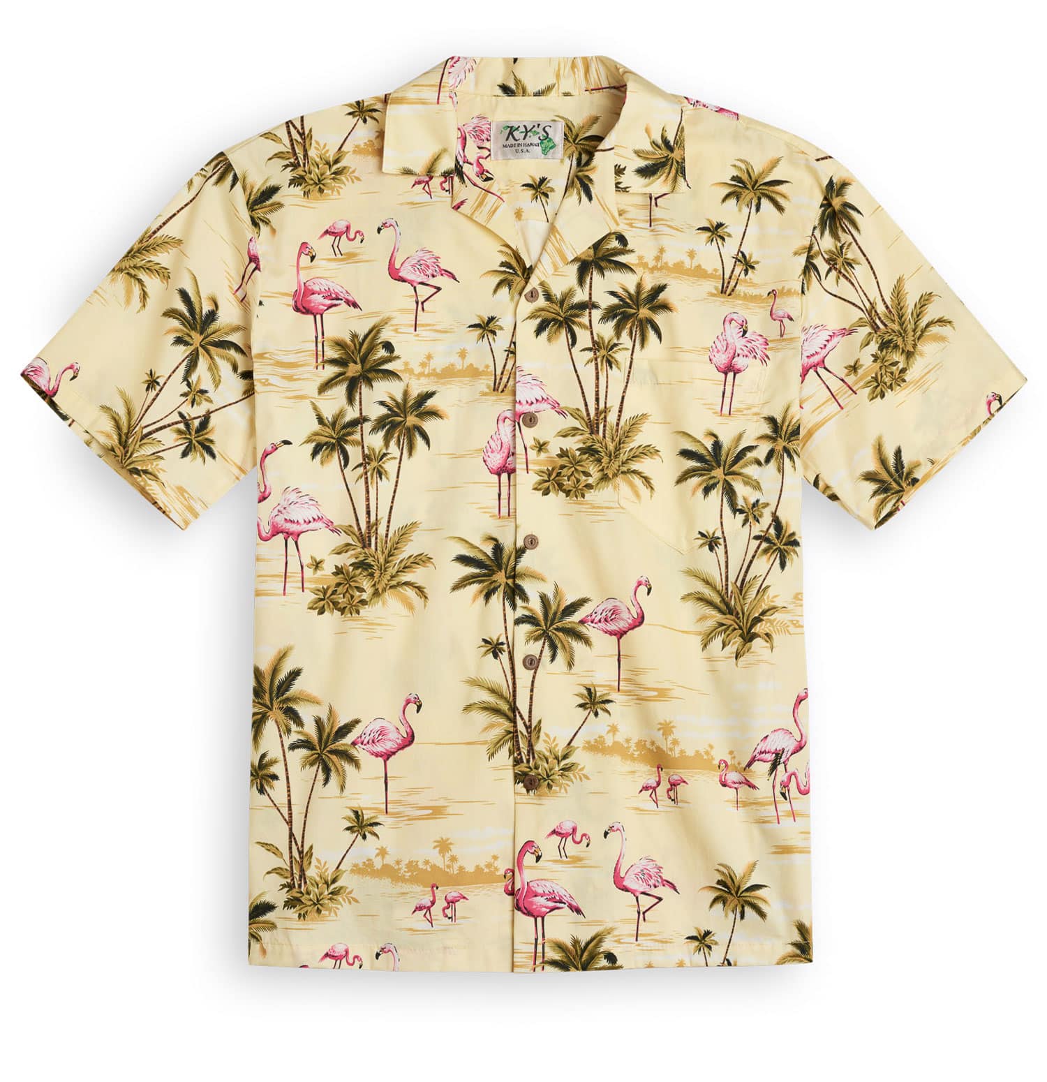 Flamingo Island Yellow - Hawaiian Shirt Shop UK
