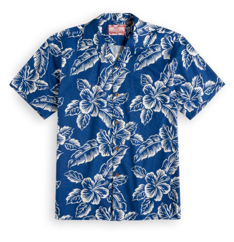 RJC680 Huelo Hibiscus Navy Hawaiian Shirt, Hawaiian Shirt Shop UK