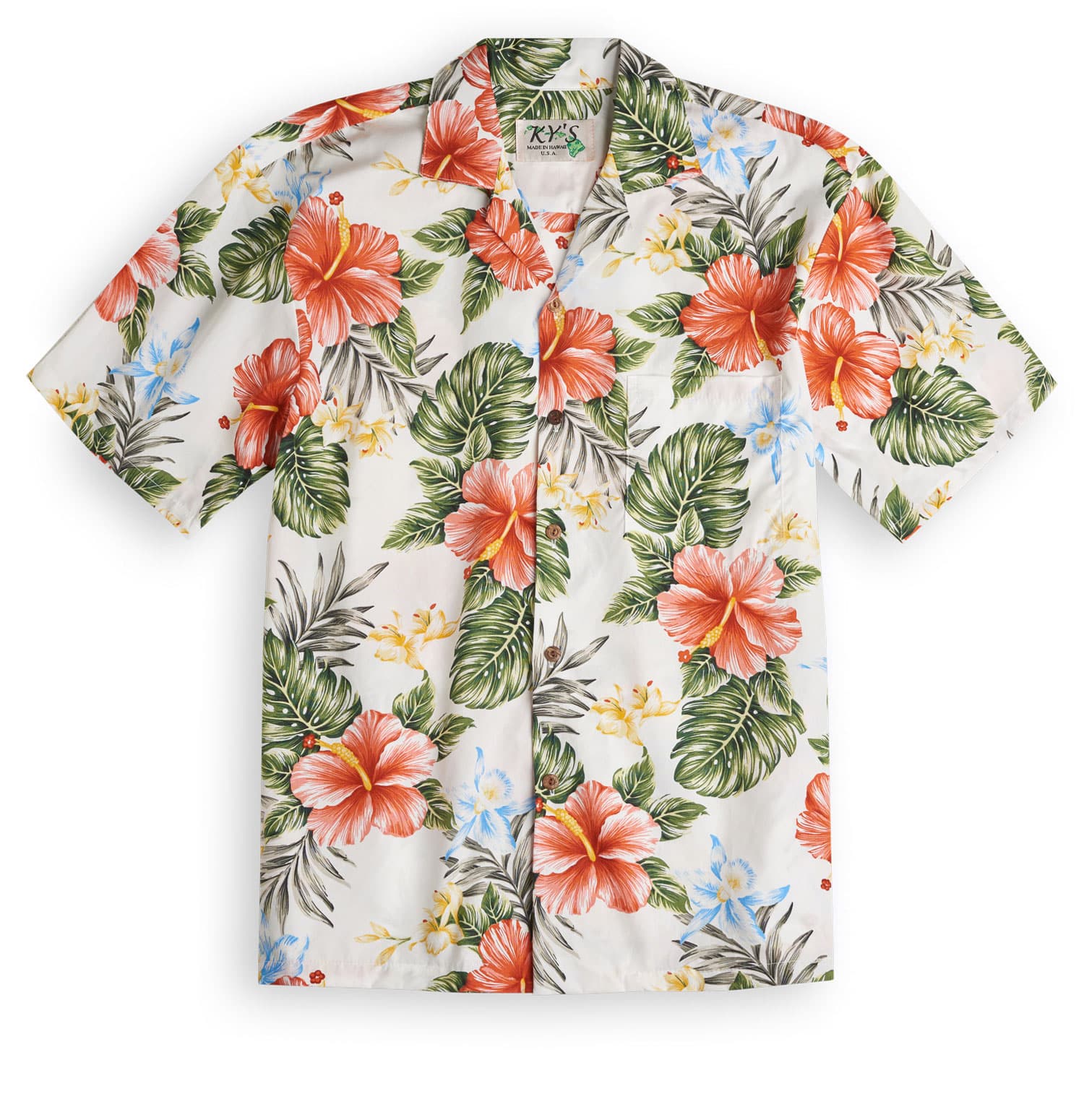 Kahala Hibiscus White - Hawaiian Shirt Shop UK