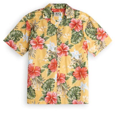 KY's Kahala Hibiscus Yellow Hawaiian Shirt, Hawaiian Shirt Shop UK