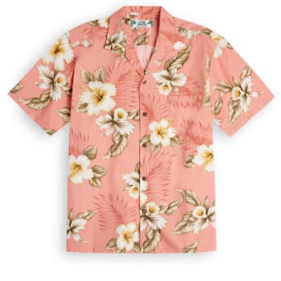 Two Palms Hibiscus Trends Coral Hawaiian Shirt, Hawaiian Shirt Shop UK