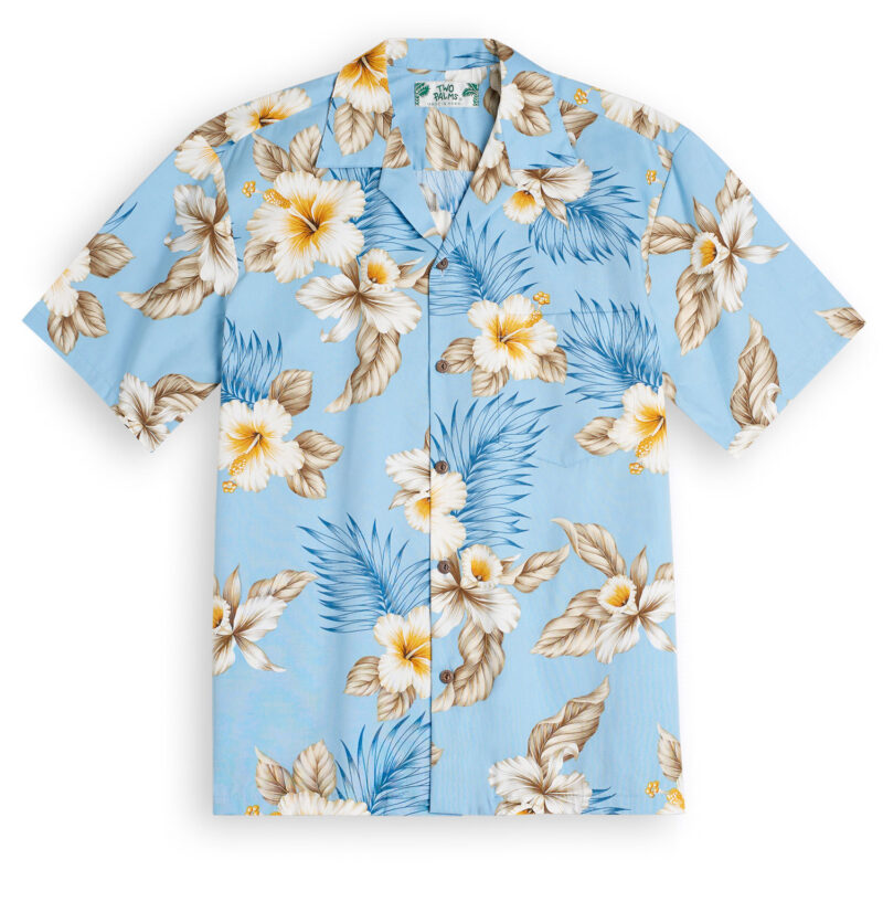 Hibiscus Trends Sky - Hawaiian Shirt Shop UK