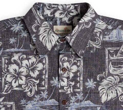 Opihi Rock Charcoal - Hawaiian Shirt Shop UK