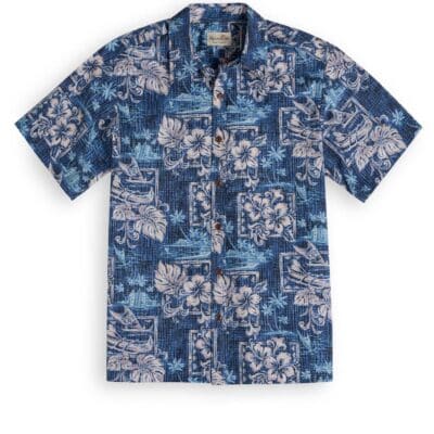 Royal Hawaiian Creations Paradise Bay Opihi Rock in blue, Hawaiian Shirt Shop UK
