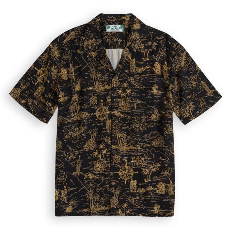 Two Palms Journey to Hawaii black Hawaiian Shirt, Hawaiian Shirt Shop UK