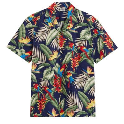 Aloha Republic Macaw of the Tropics (navy) Hawaiian Shirt, Hawaiian Shirt Shop UK