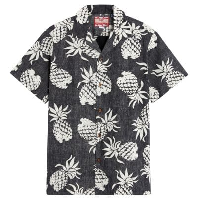 RJC Hala Kahiki black fade (reverse print) Hawaiian Shirts at The Hawaiian Shirt Shop, UK