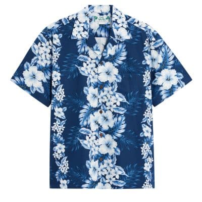 Two Palms Pacific Panel Navy Hawaiian Shirt, Hawaiian Shirt Shop UK