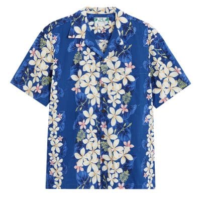 Two Palms Vintage Plumeria Blue Hawaiian Shirt, Hawaiian Shirt Shop UK