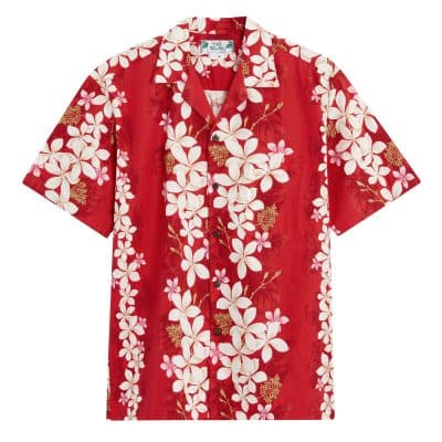 Two Palms Vintage Plumeria Red Hawaiian Shirt, Hawaiian Shirt Shop UK