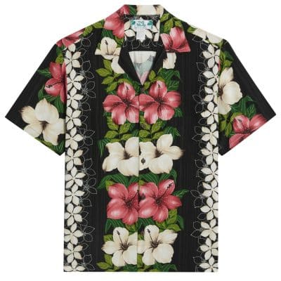 Two Palms Hanalei Panel Black Hawaiian shirt, Hawaiian Shirt Shop UK