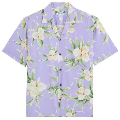 Two Palms Retro Orchid Lilac Hawaiian shirt, Hawaiian Shirt Shop UK