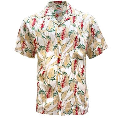 Magnum Vintage Heliconia Cream hawaiian shirt, by Paradise Found, Hawaiian Shirt Shop UK